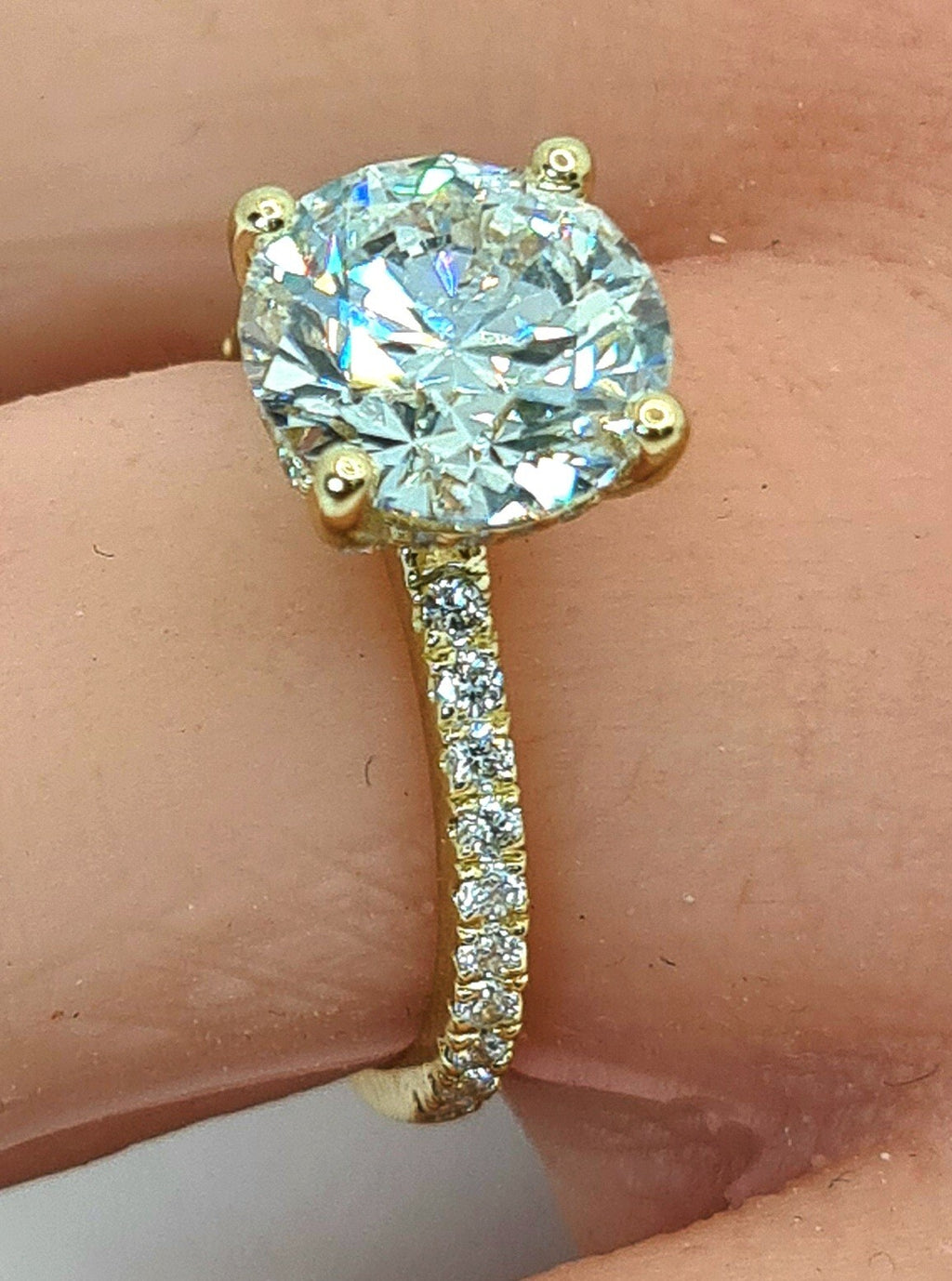 6.43 Ct G VS2 Round Lab Grown Diamond Engagement Ring 14k Yellow IGI Certified