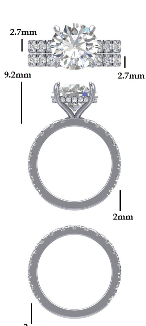 6.07 Ct E VVS2 Lab Grown Platinum Diamond Engagement Ring With Matching Band