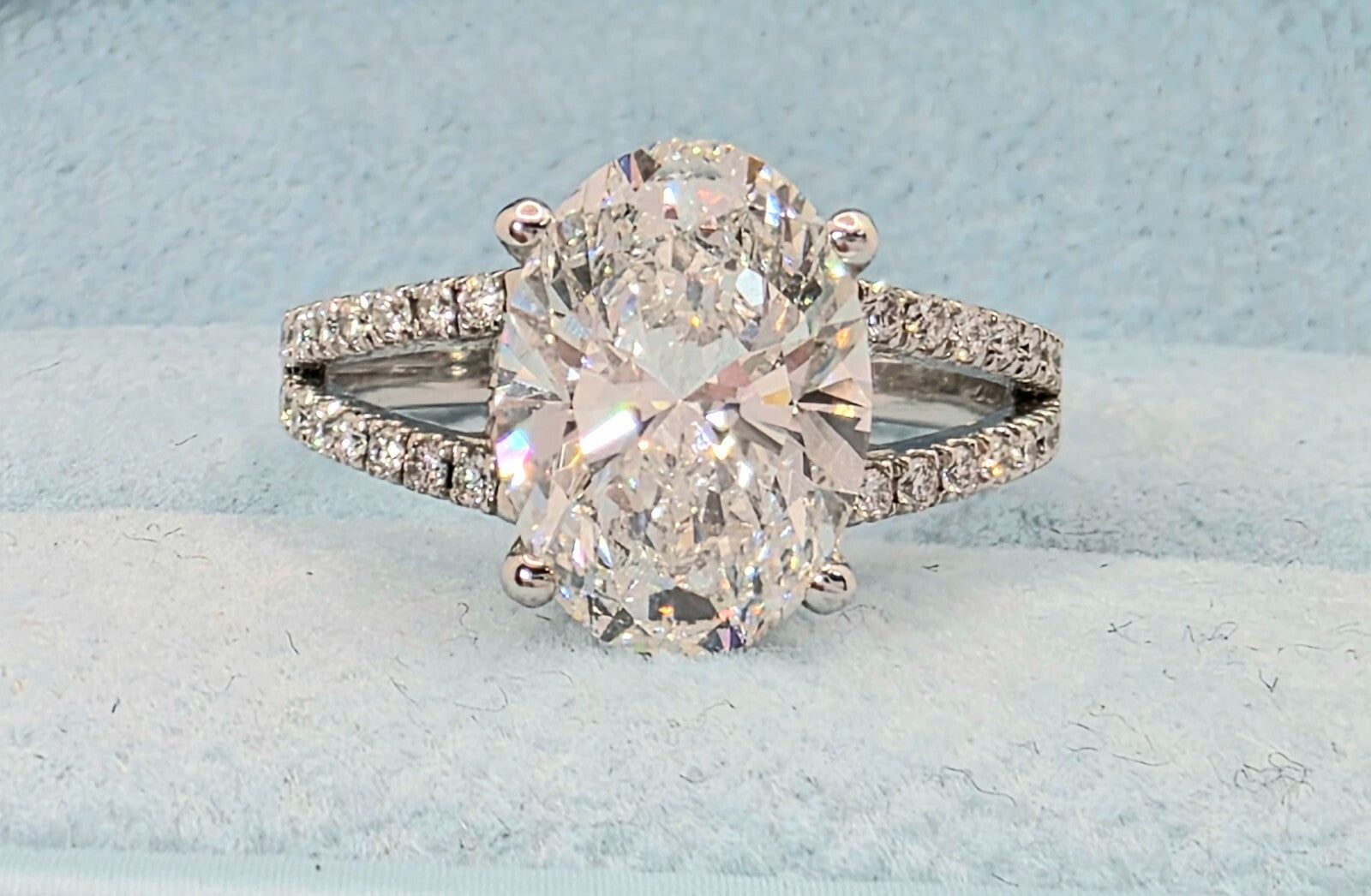 3.60 Carat E VS1 Oval Diamond Engagement Ring IGI Certified Lab Grown 14k White