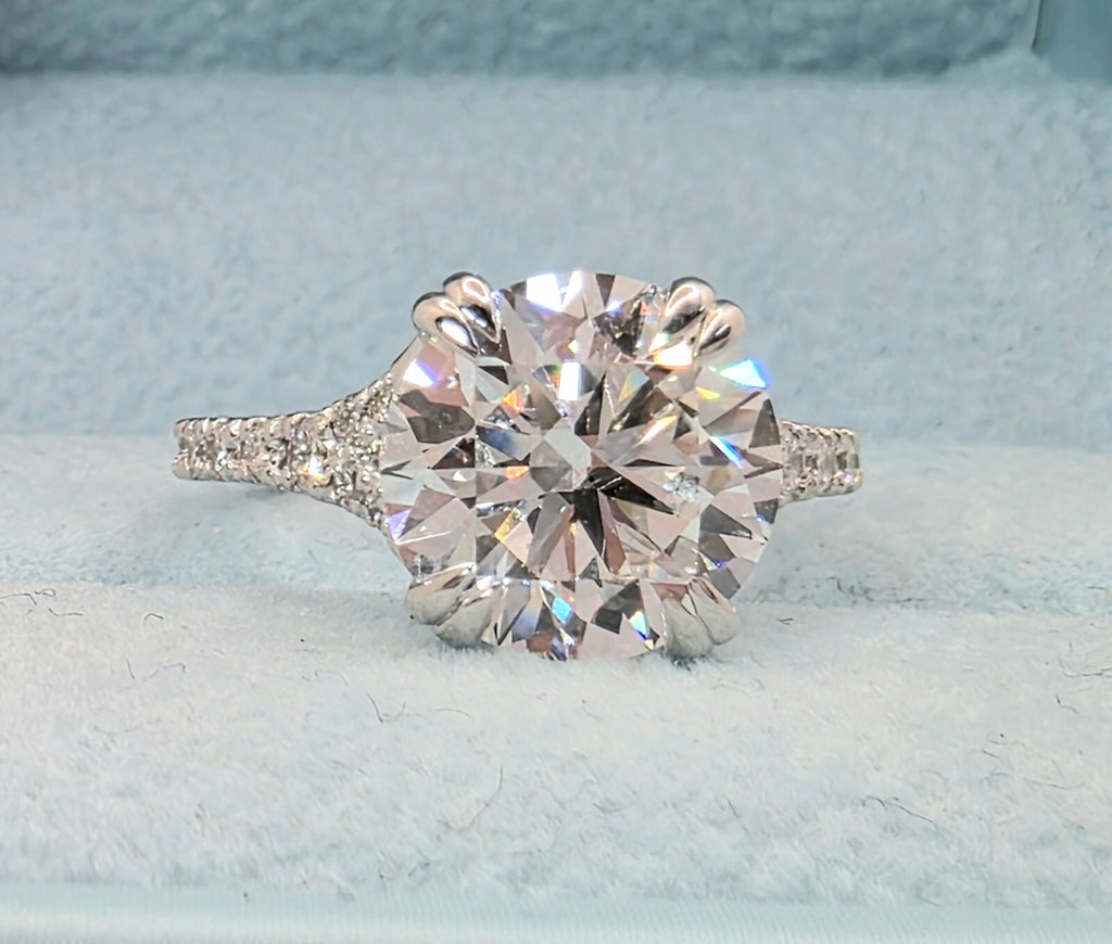 3.50 Ct D VS1 Round Lab Grown Diamond Engagement Ring Platinum IGI Certified