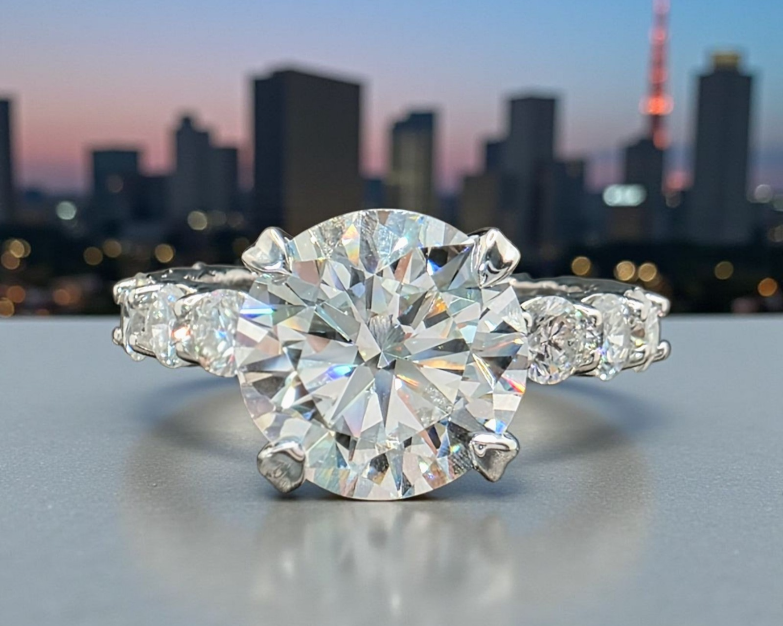 5.60 Ct D VVS2 Round Diamond Engagement Ring IGI Certified Lab Grown Platinum