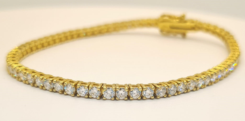 4.00 Ct Lab Grown Diamond Tennis Bracelet 14k Yellow Gold Round D-E VS