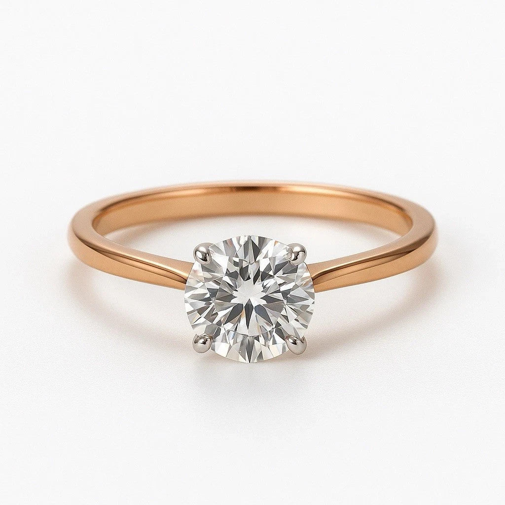 1.00 Carat IGI Certified D VS1 Lab Grown Round Diamond Ring 14k Rose