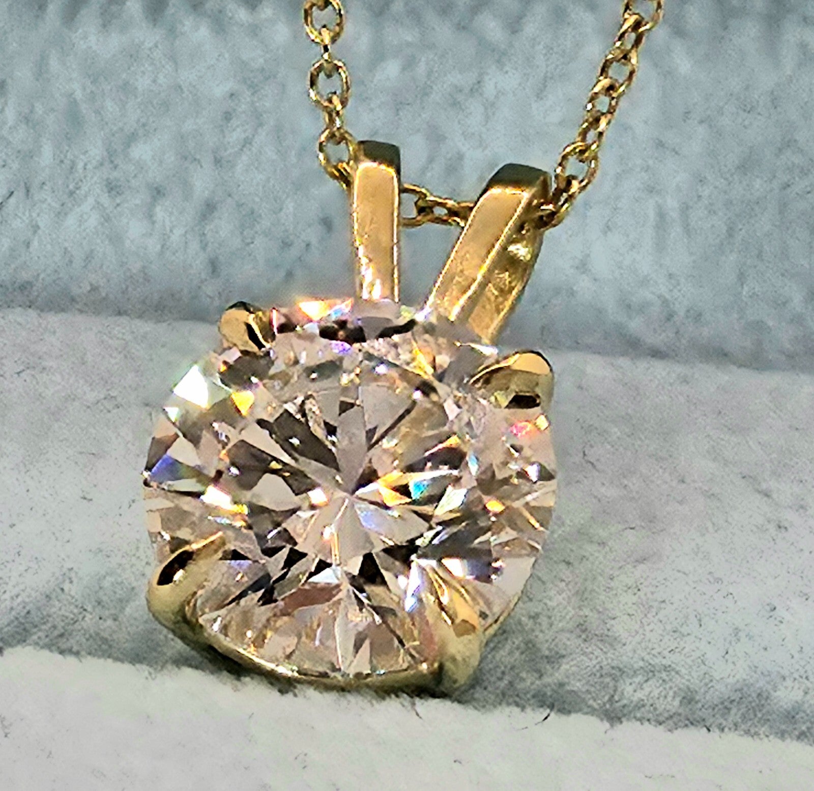 3.00 Ct F VS1 Lab Grown Diamond Solitaire Pendant 14k with Chain IGI Certified