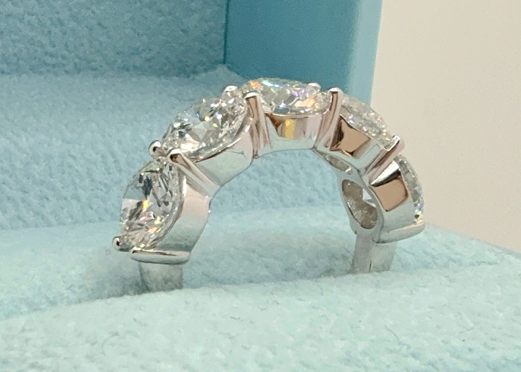 6.00 Carat 5 Stone Lab Grown Diamond Wedding Band Platinum IGI Certified