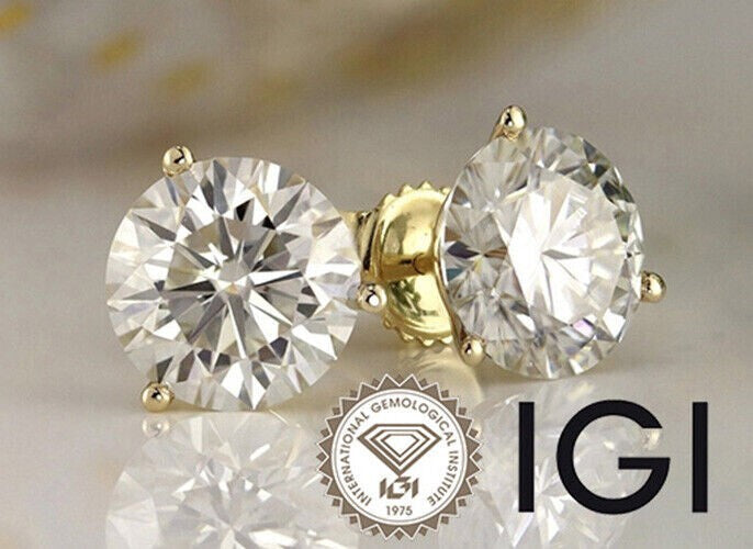 4.00 Ct IGI Certified E VS1 Lab Grown Diamond Stud Earrings 14K White Gold
