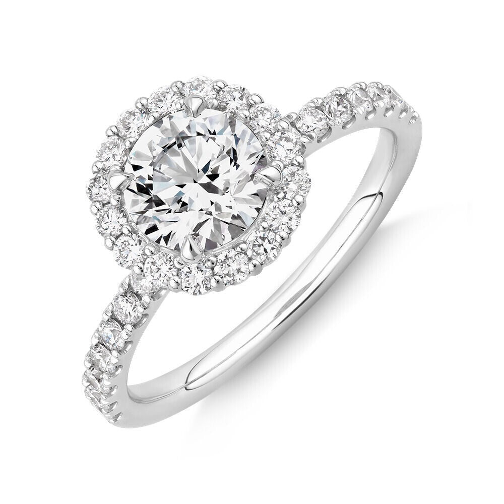 2.60 Carat Round Diamond Engagement Ring Halo IGI Certified Lab Grown