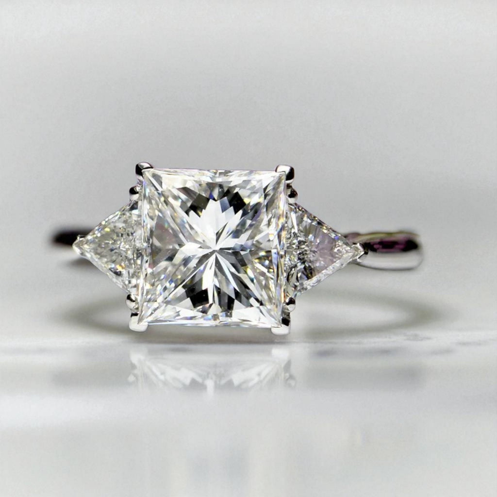 3.50 Ct D VS1 Princess Cut Lab Grown Diamond Ring IGI Certified Platinum GIA