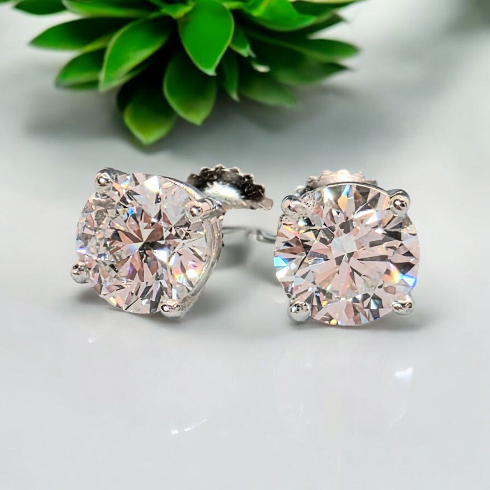 2.02 Ct E VVS2 Round Lab Grown Platinum Diamond Stud Earrings IGI Certified