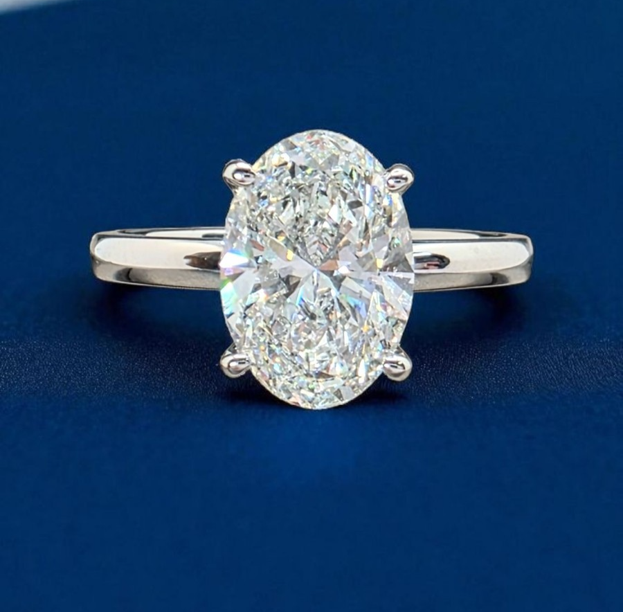 2.00 Carat D VS1 Platinum Oval Lab Grown Diamond Ring IGI Certified