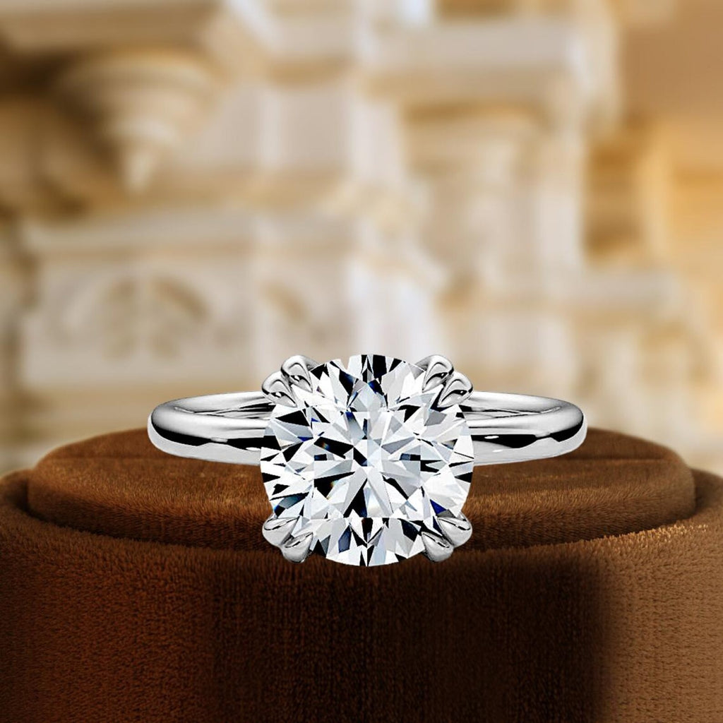 3.00 Ct D VS1 Round Lab Grown Diamond Ring 14k Gold IGI Certified GIA Authentic