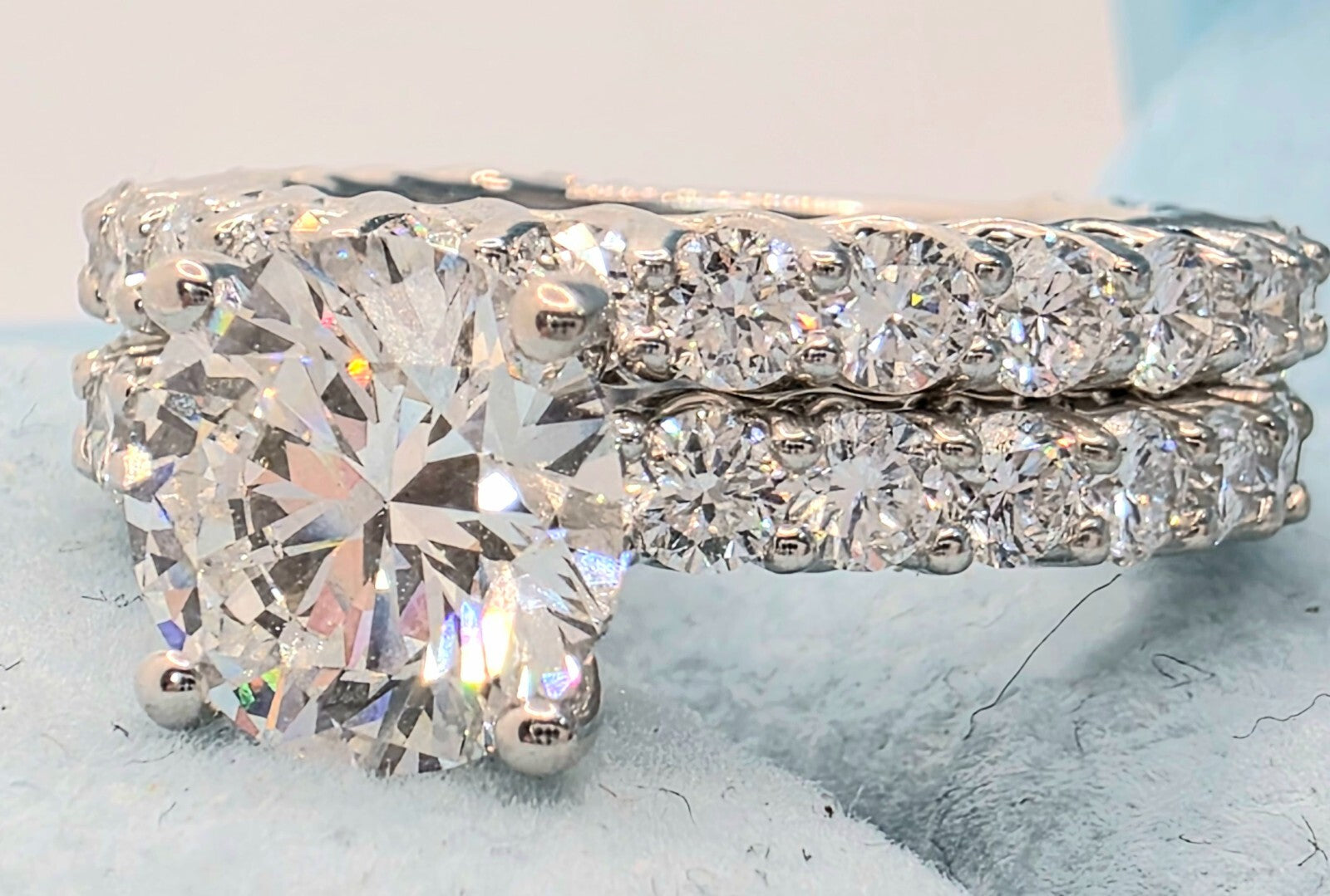 5.68 Ct D VS1 Lab Grown Diamond Engagement Ring With Band IGI Certified Diamond