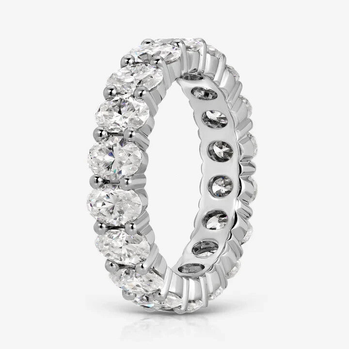 4.50 Ct Oval Lab Grown Diamond Eternity Band Ring 14k E VS GIA Authenticated