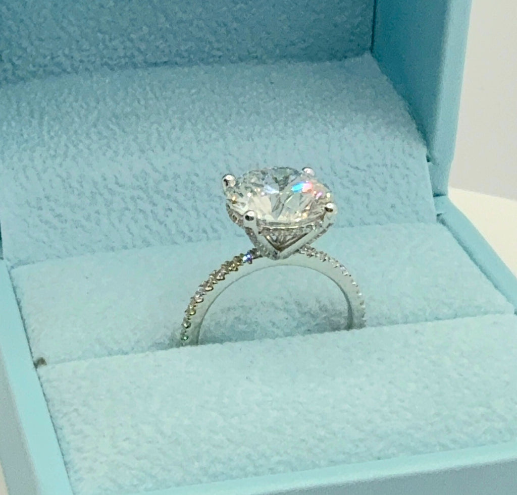 4.43 Ct E VS1 Round Lab Grown Diamond Engagement Ring 14k White IGI Certified