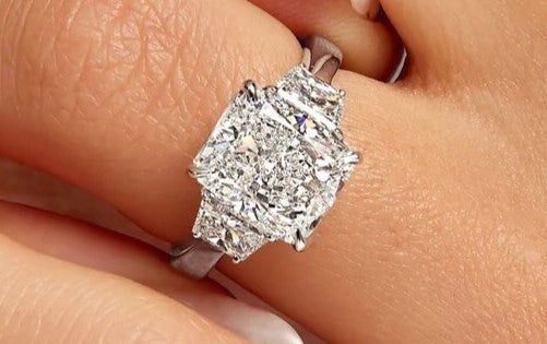 4.70 E VS1 Carat Cushion Diamond 3 Stone Ring IGI Certified Lab Grown Platinum