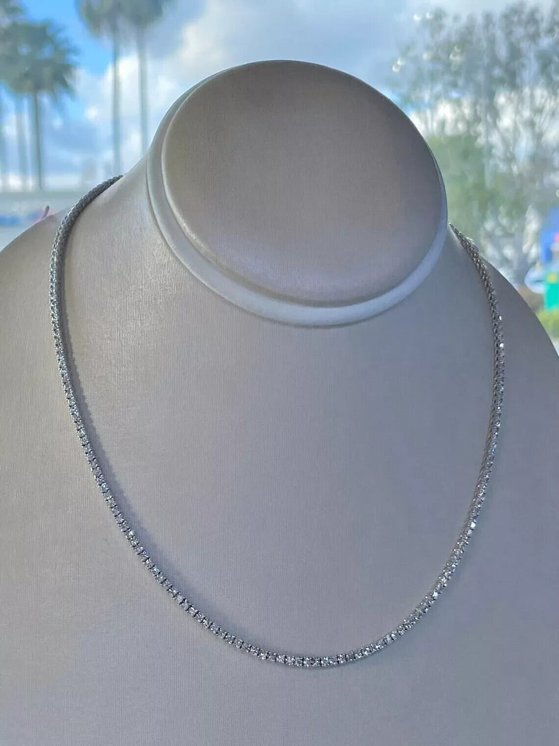 9.00 Ct Lab Grown D VS Diamond Set Women Tennis Necklace In 14k White Gold 20''
