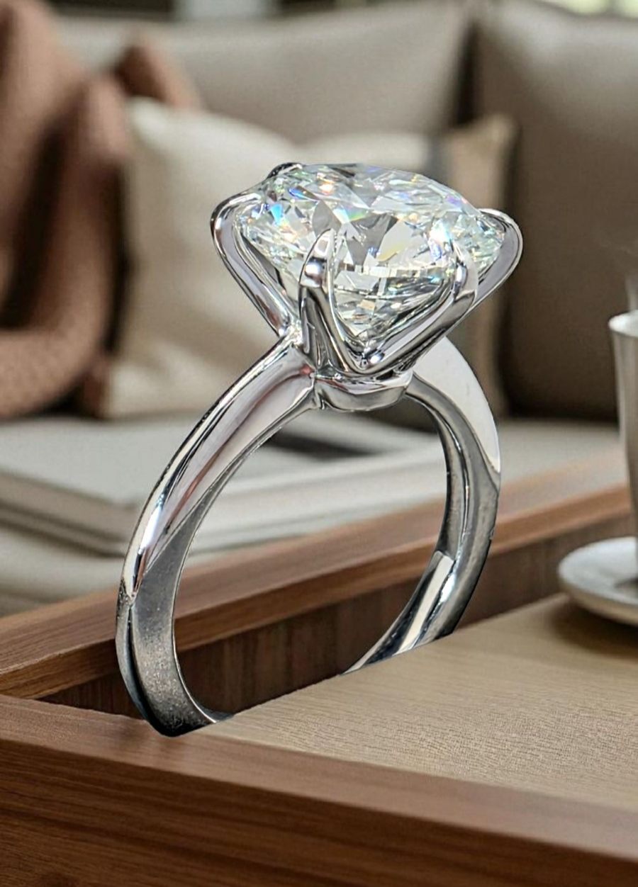 4.00 Ct D VS1 Round Solitaire Platinum Lab Grown Diamond Ring IGI Certified