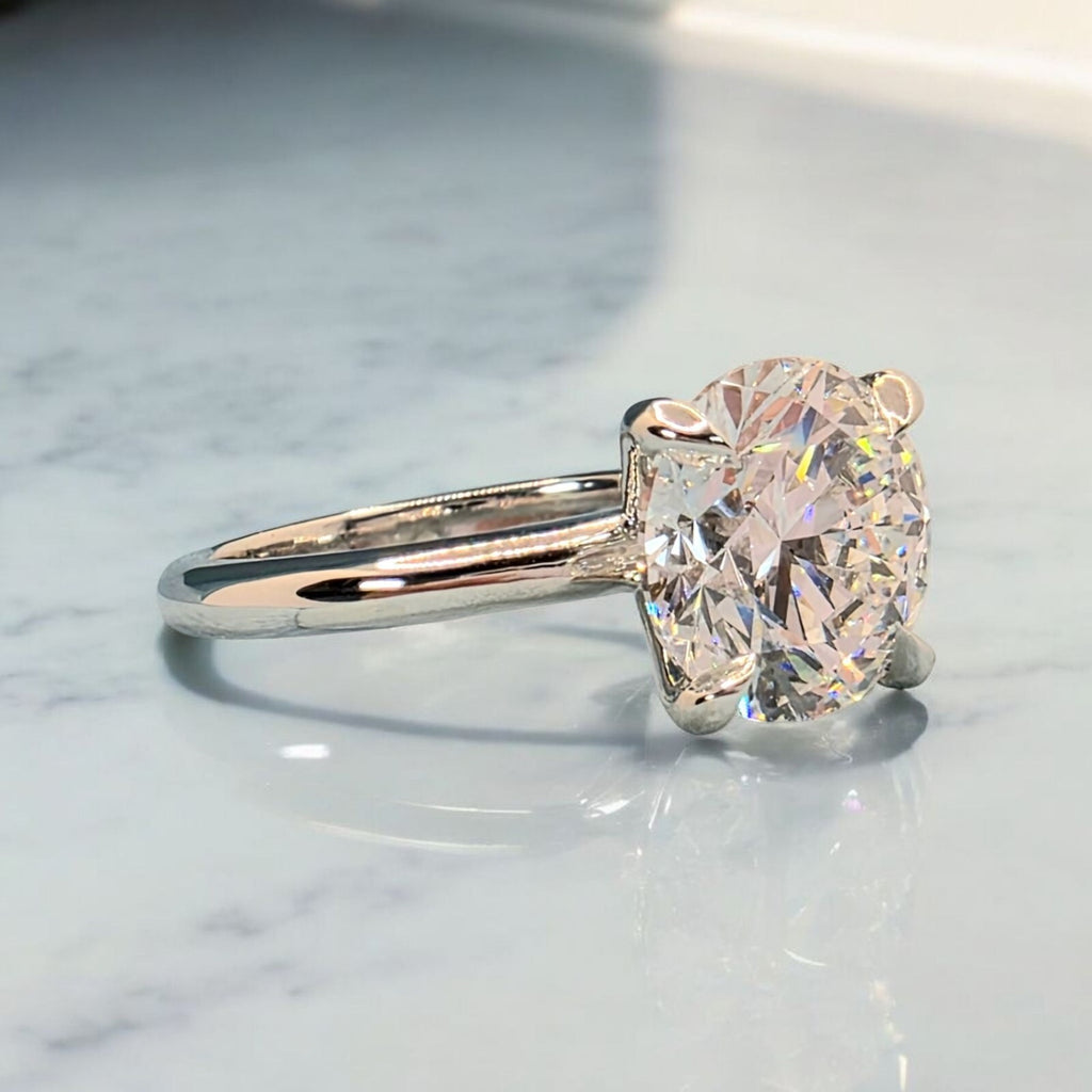 4.00 Ct E VS1 Round Solitaire Platinum Lab Grown Diamond Ring IGI Certified