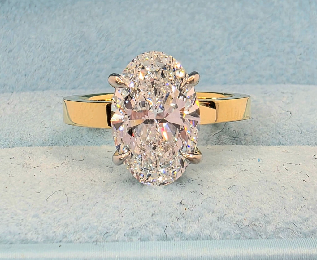 4.00 Ct D VS1 Solitaire Oval Lab Grown Diamond Ring IGI Certified 18k
