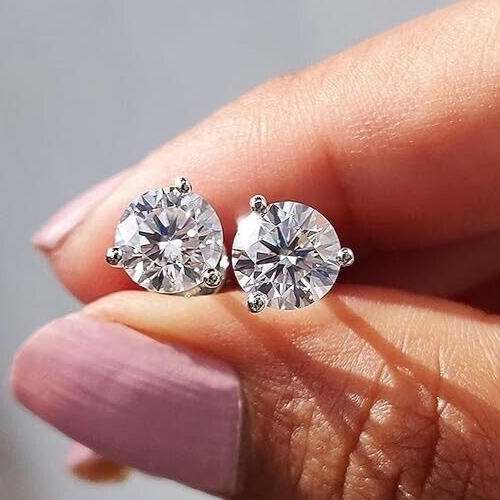 2.00 D VS1 Ct Round Lab Grown Diamond Studs Set in Platinum IGI Certified