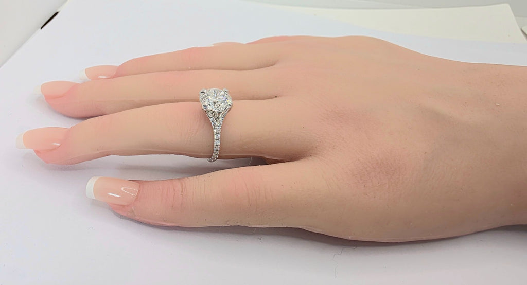 3.50 Ct D VS1 Round Lab Grown Diamond Engagement Ring Platinum IGI Certified