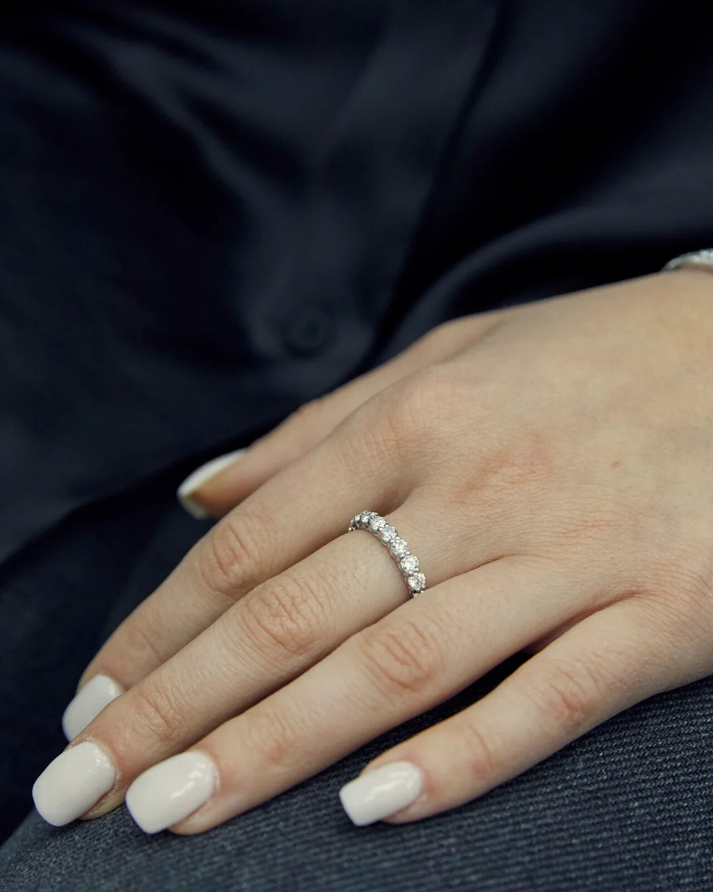 2.00 Ct Round Lab Grown Diamond Eternity Band Ring Platinum FG VS Super Clean