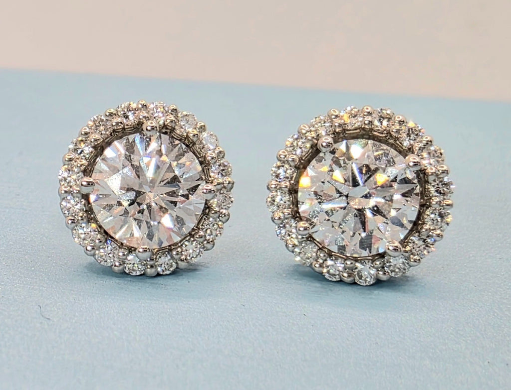 1.80 Ct E VS1 Round 4 Prong Lab Grown Diamond Stud Earrings 14k W/ Ear Jackets