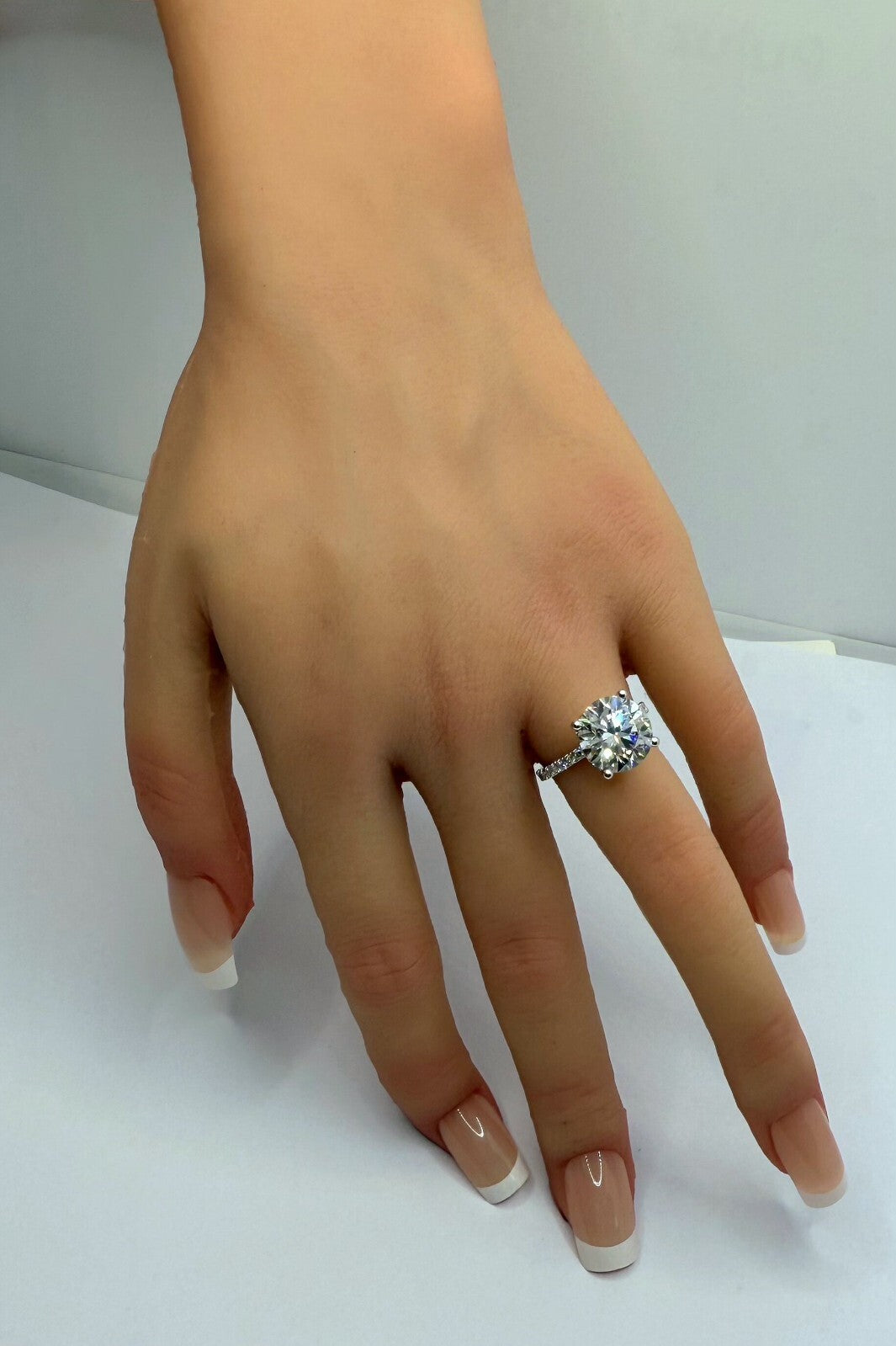 4.43 Ct E VS1 Round Lab Grown Diamond Engagement Ring 14k White IGI Certified