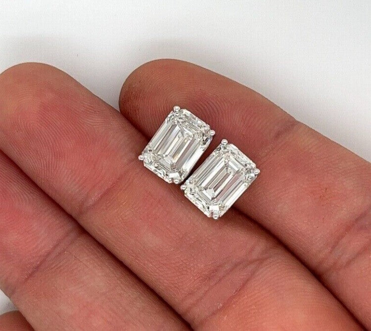 2.00 Ct IGI Certified Lab Grown Diamond Stud Earring Emerald Cut 14k White Gold