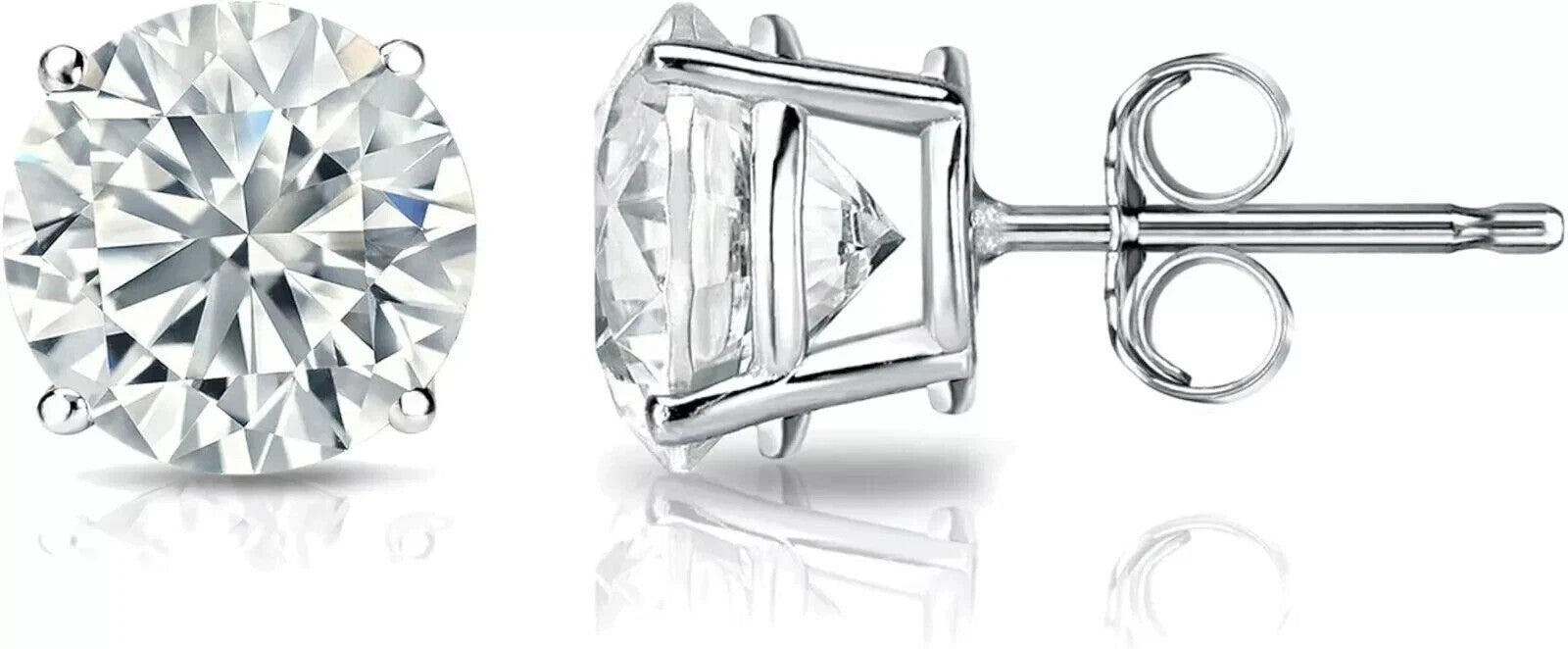 5.00 Ct D VS2 Round Lab Grown Diamond Studs Basket  14k Gold IGI Certified Screw