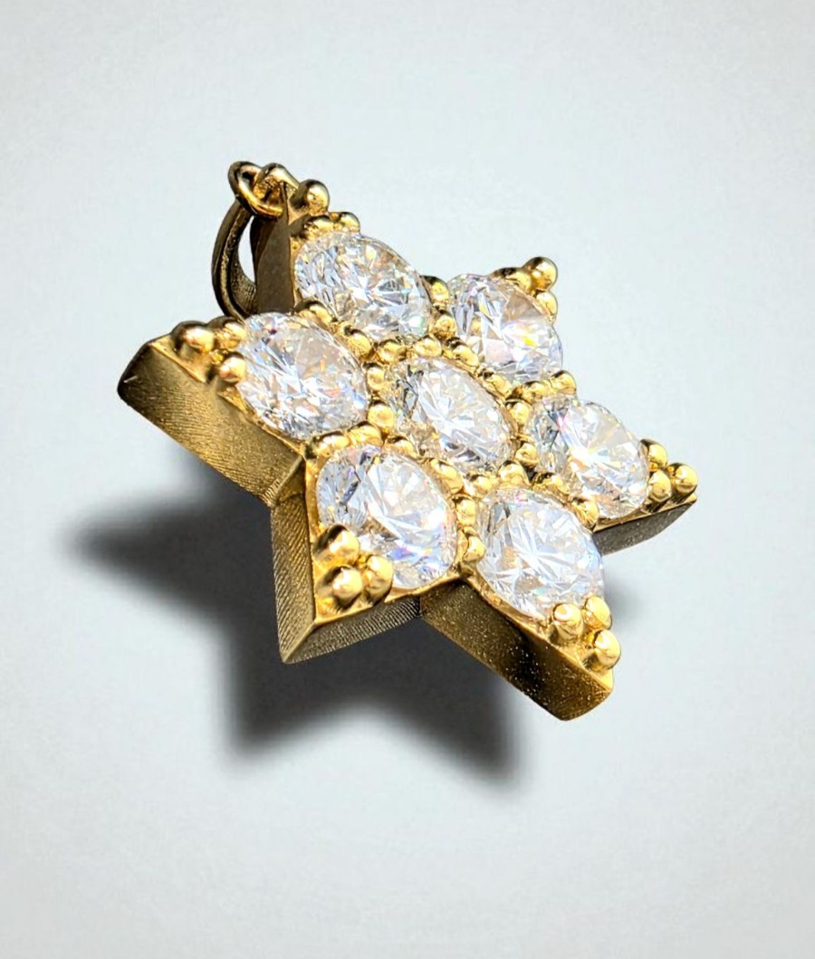 5 Ct Star of David Pendant 14kt Gold Without Chain Lab Grown Diamonds 10 Grams