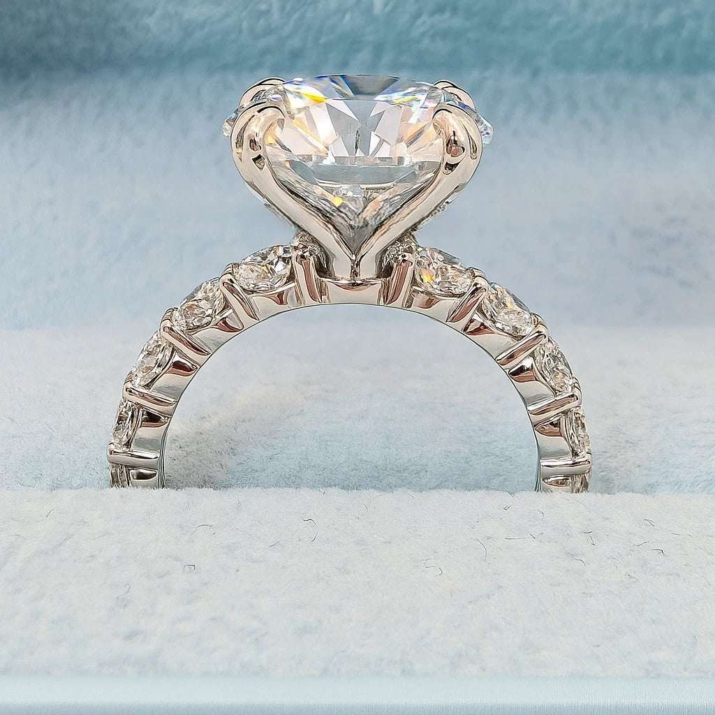 4.60 Ct F VS1 Round Diamond Engagement Ring IGI Certified Lab Grown 14k White