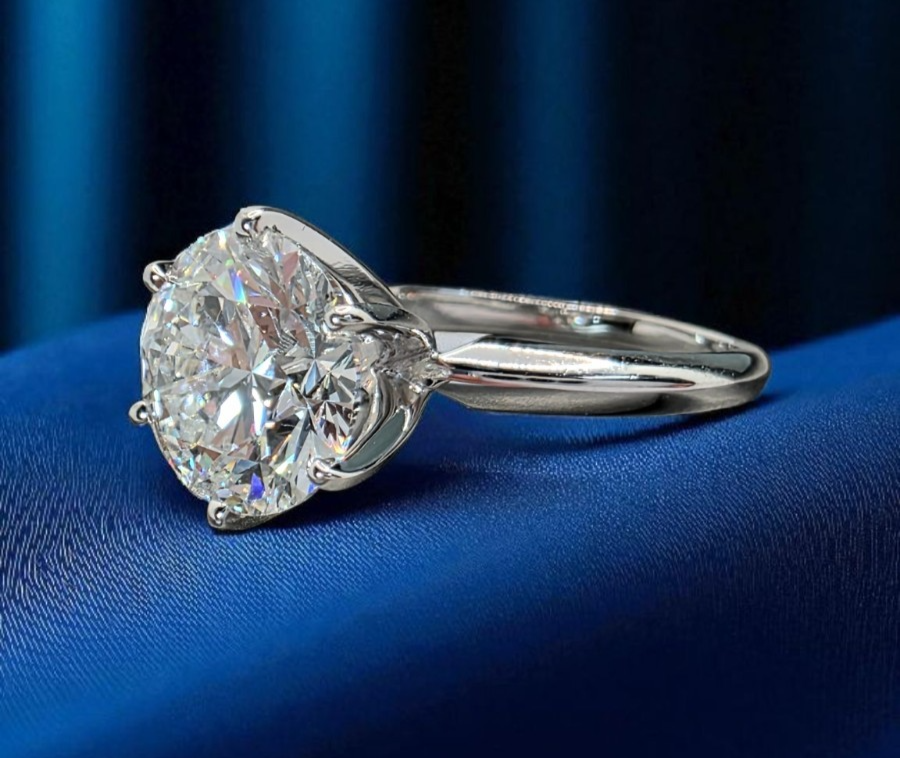 3.00 Ct G VS1 Round Solitaire Platinum Lab Grown Diamond Ring IGI Certified