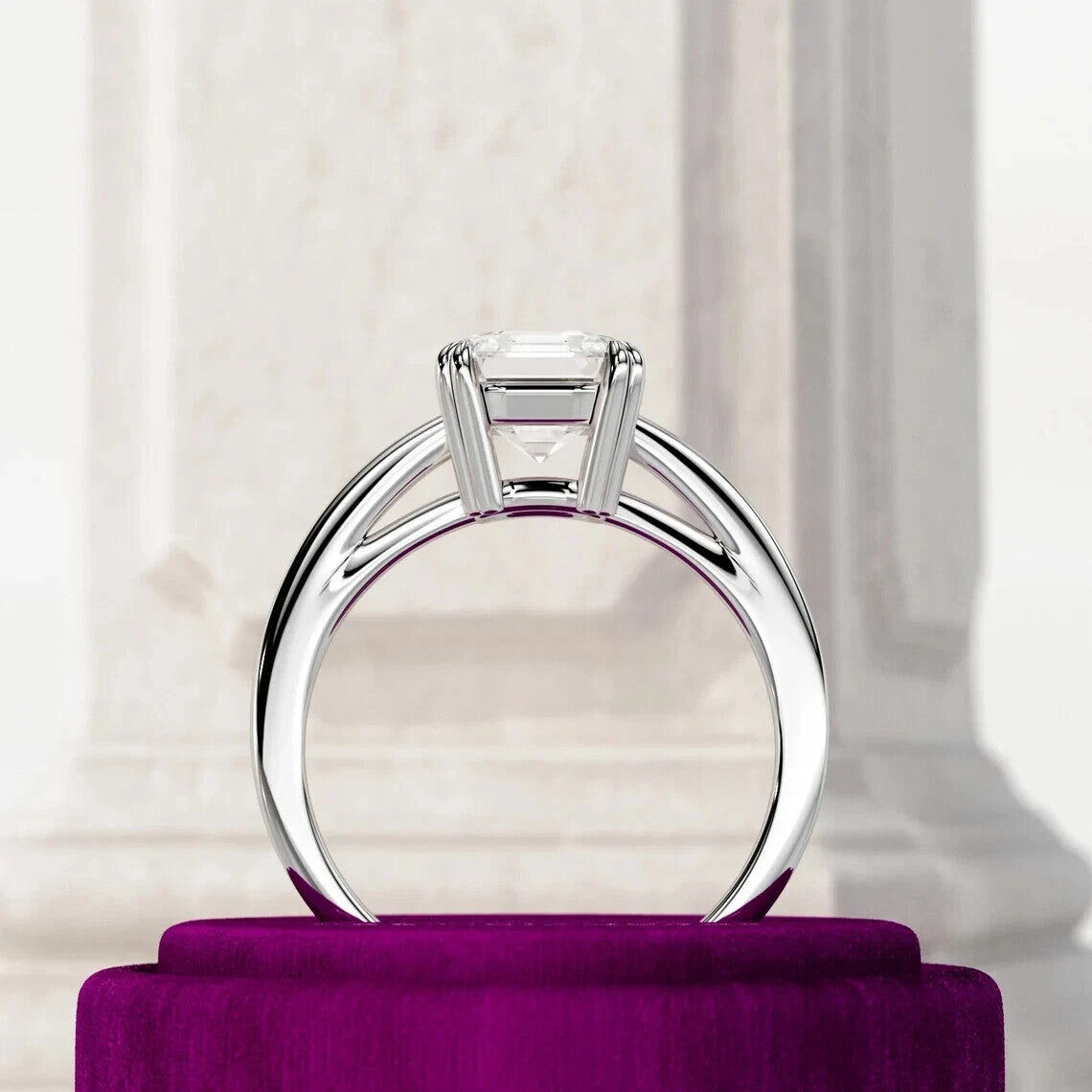 IGI 3.00 Ct Asscher Cut Lab Grown Diamond Solitaire Ring Solid 14k Gold D VS1