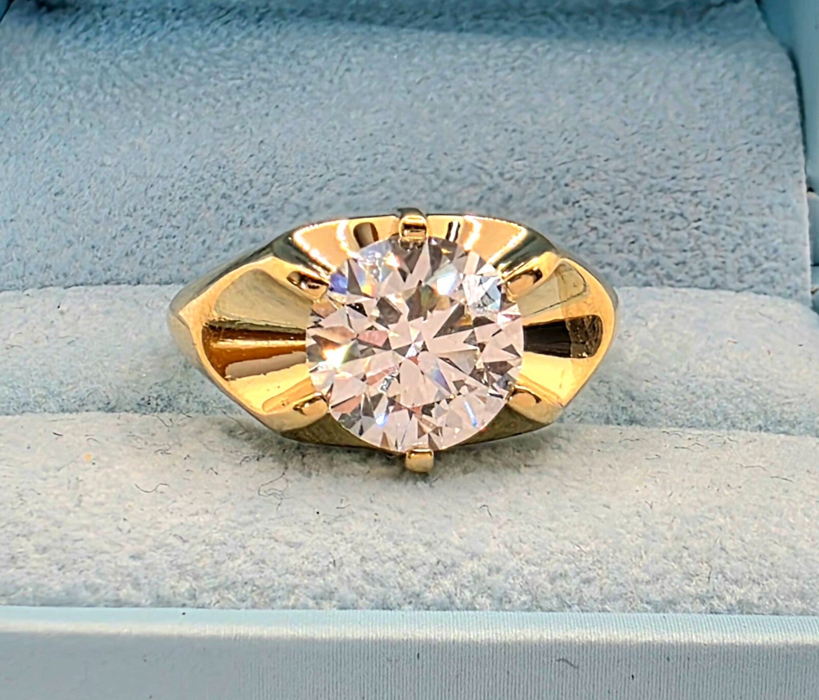 4.00 Ct Lab Grown Diamond F VS1 IGI Certified Men's Diamond Ring 14K Yellow Gold