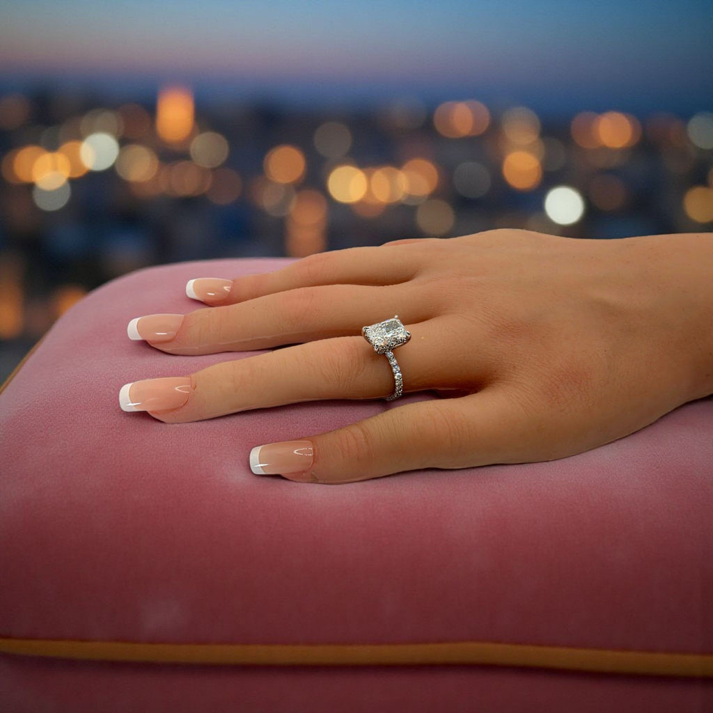 2.70 Radiant F VS1 14k White Lab Grown Diamond Ring IGI Certified Sz 4.5