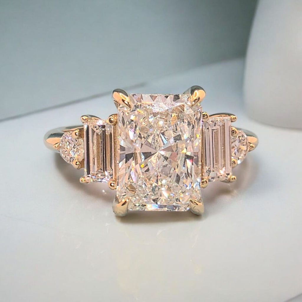 2.30 Ct Radiant E VS1 14k White Gold Lab Grown Diamond Ring IGI Certified