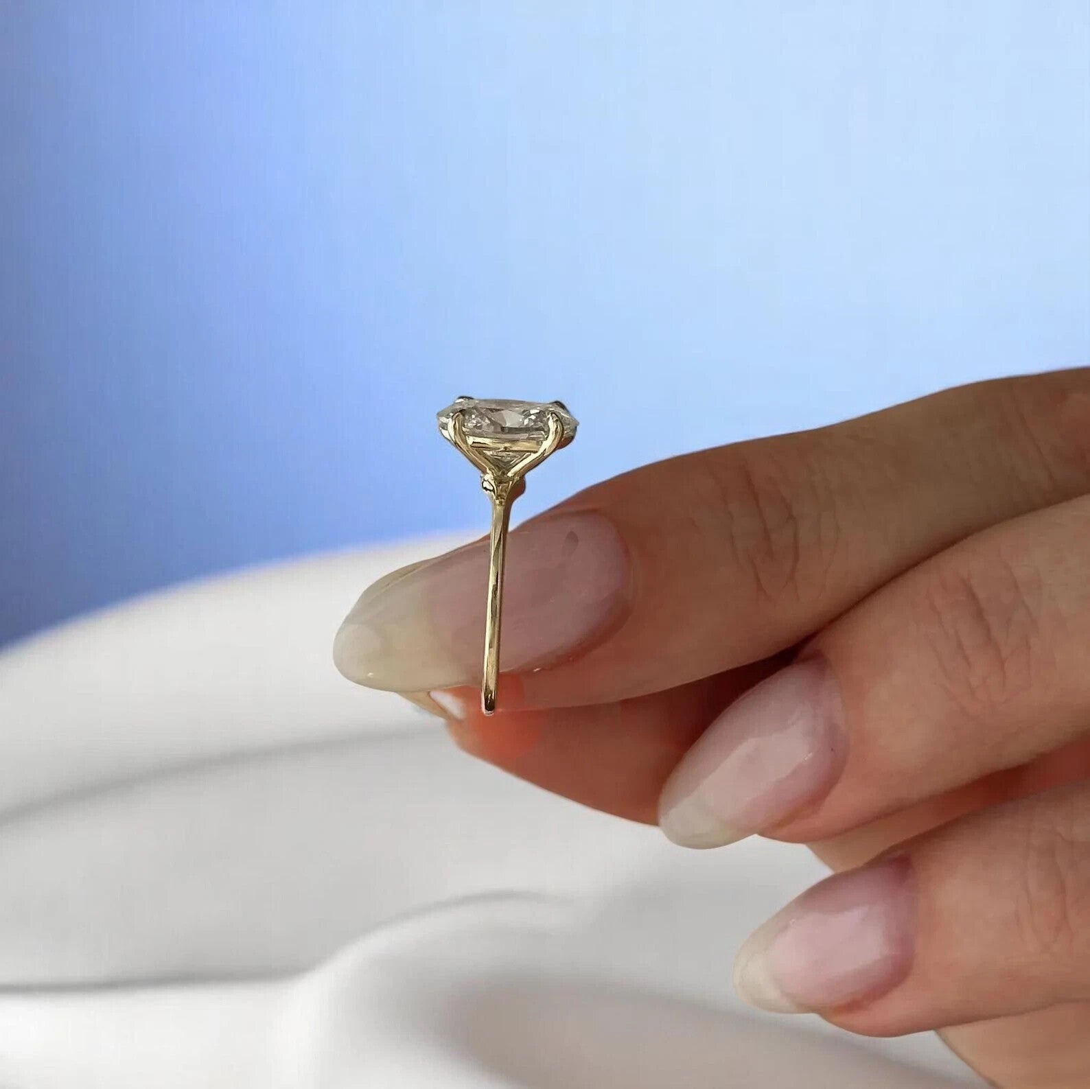 2.00 Ct D VVS2 Oval Solitaire Lab Grown Diamond Ring 14k Yellow IGI Certified