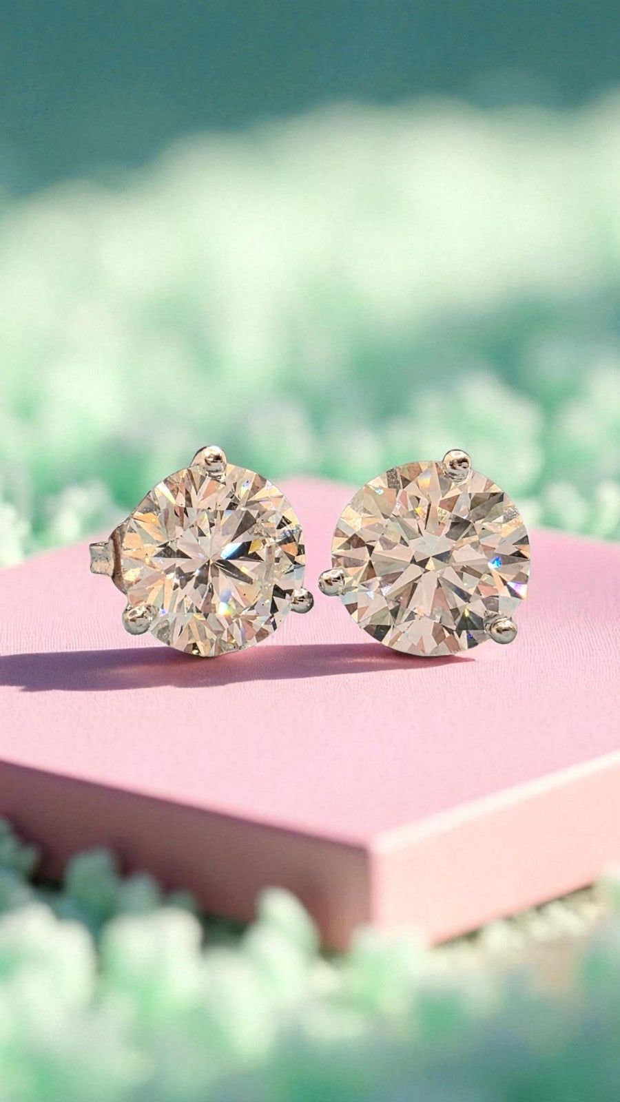 4.00 D VS1 Ct Round Lab Grown Diamond Studs Set in Platinum IGI Certified