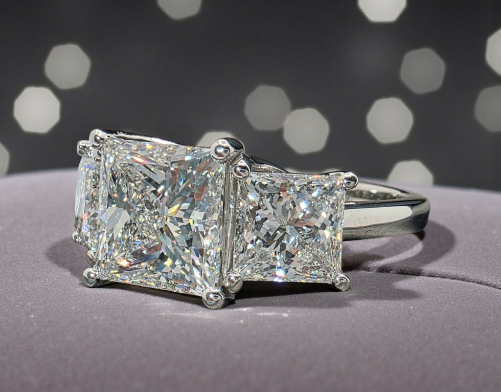 4.00 CT D VVS2 Lab Grown Princess Platinum Diamond Engagement Ring IGI Certified