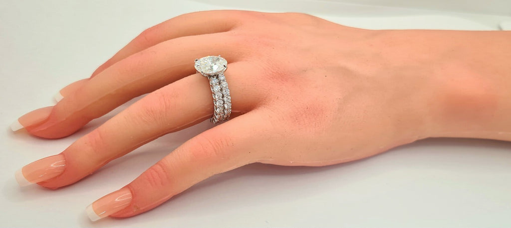 5.68 Ct F VS1 Lab Grown Diamond Engagement Ring With Band IGI Certified Diamond