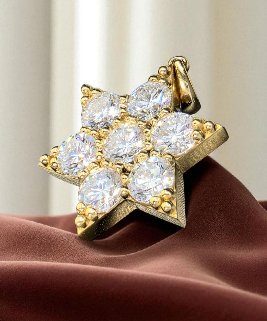 5 Ct Star of David Pendant 14kt Gold Without Chain Lab Grown Diamonds 10 Grams