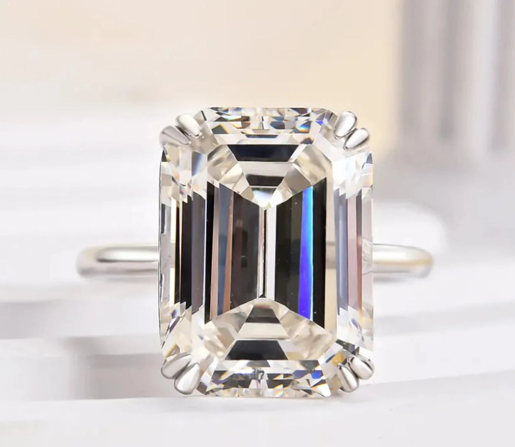 5.00 Ct E VS1 Emerald Cut Diamond Ring Lab Grown 14k Yellow Gold IGI Certified