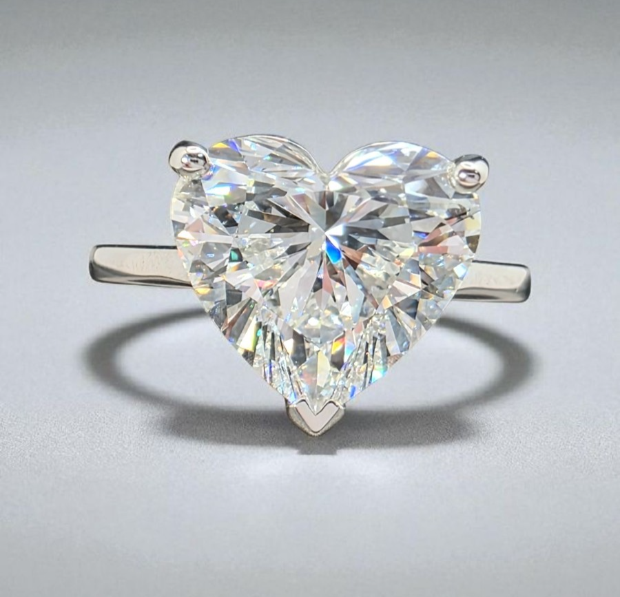 3.00 Ct D VS1 Heart Shaped Diamond Ring Platinum Lab Grown IGI Certified