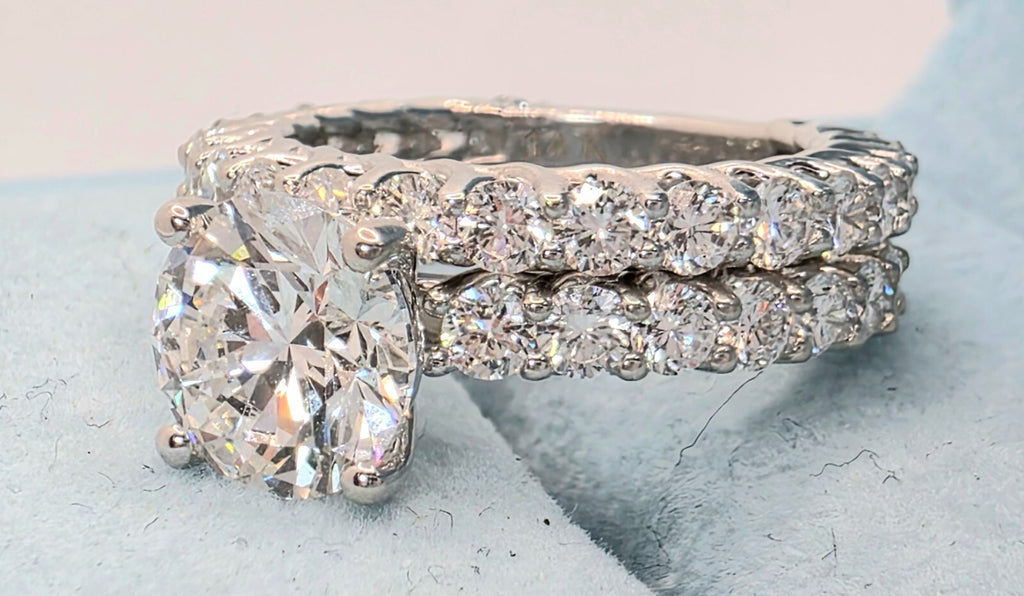 5.68 Ct D VS1 Lab Grown Diamond Engagement Ring With Band IGI Certified Diamond