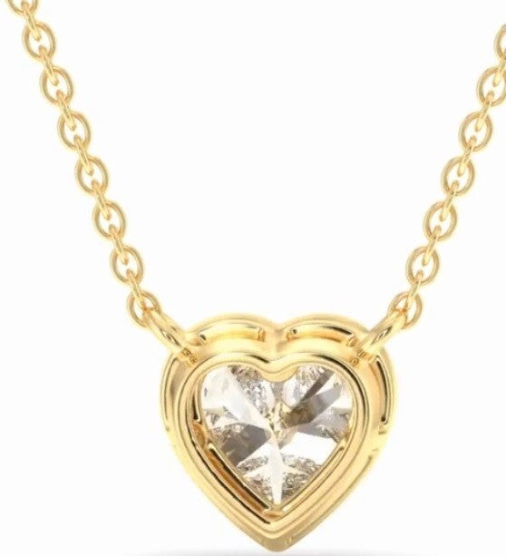 2.00 Ct Heart Shape D VS1 Lab Grown Diamond Bezel Pendant 14k White Gold IGI