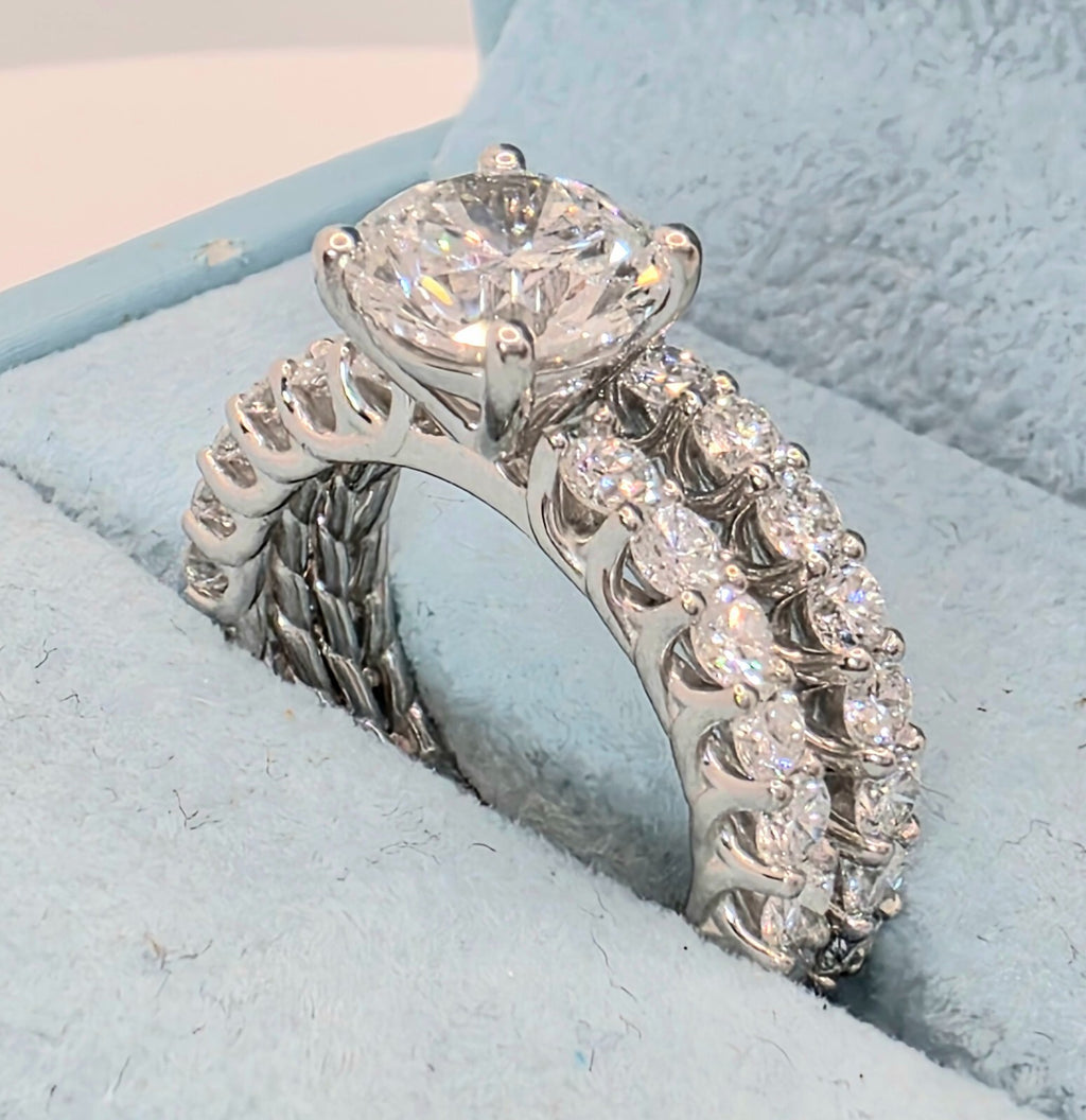 5.68 Ct D VS1 Lab Grown Diamond Engagement Ring With Band IGI Certified Diamond