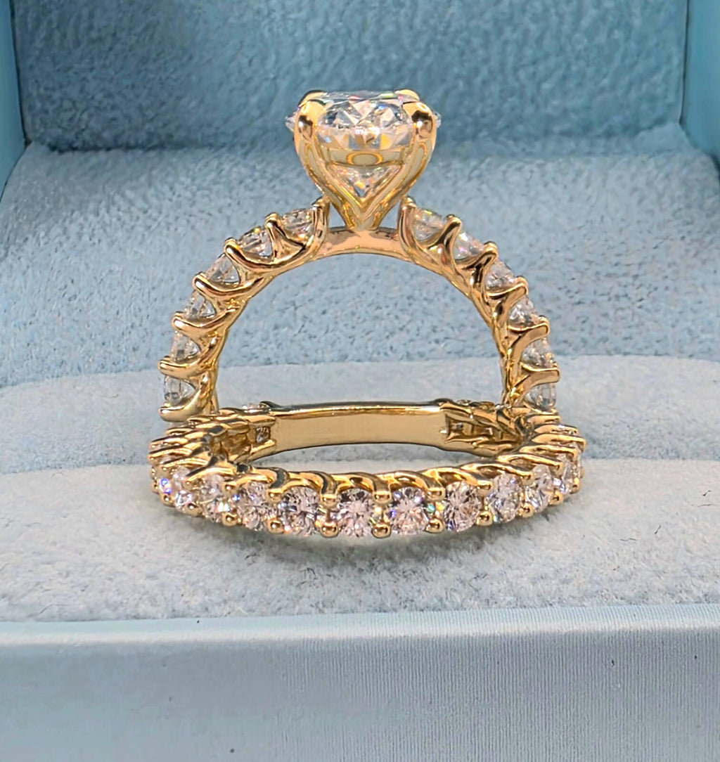 6.68 Ct E VS1 Lab Grown Diamond Engagement Ring With Band IGI Certified Diamond