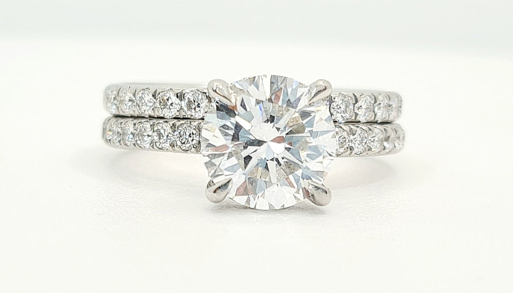 3.00 Ct E VS1 Lab Grown Diamond Engagement Ring With Band IGI Certified Diamond