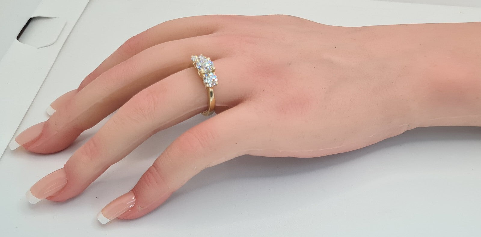 2.20 Carat Round Diamond Three 3 Stone Ring IGI Certified Lab Grown 14k Yellow